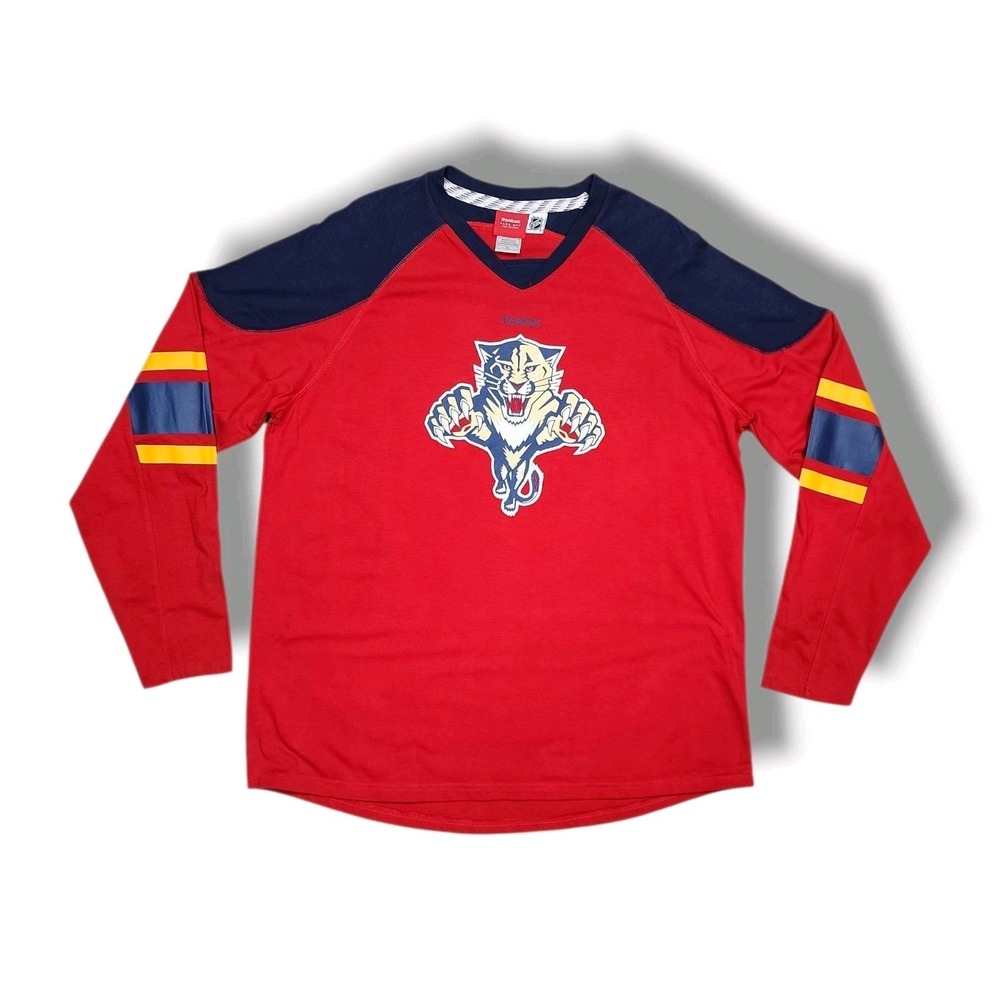 NHL Face Off Collection Florida Panthers Hockey Long Sleeve Red Shirt Men's XL